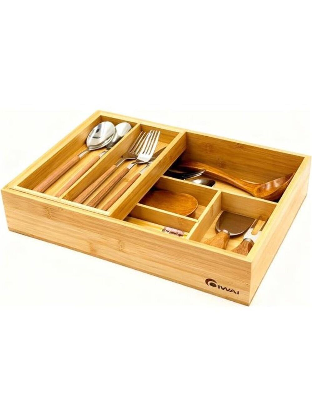 Bamboo 2 Tier Drawer Organizer Removable Cutlery Tray Kitchen Utensil Holder